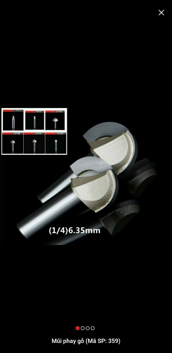 Mũi phay gỗ quả đào TideWay ( chân 6.3 ly)
