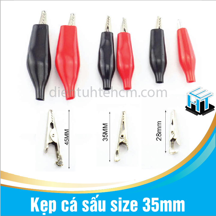COMBO 5 BỘ Kẹp cá sấu size 35mm (Cặp đen đỏ)
