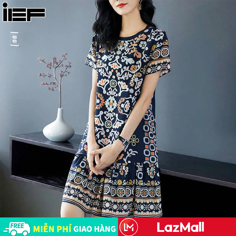 IEF shopping mall dress women sleeveless short dress women's fashion Korean style dress long over the knee dress middle-aged đầ middle-aged coat women