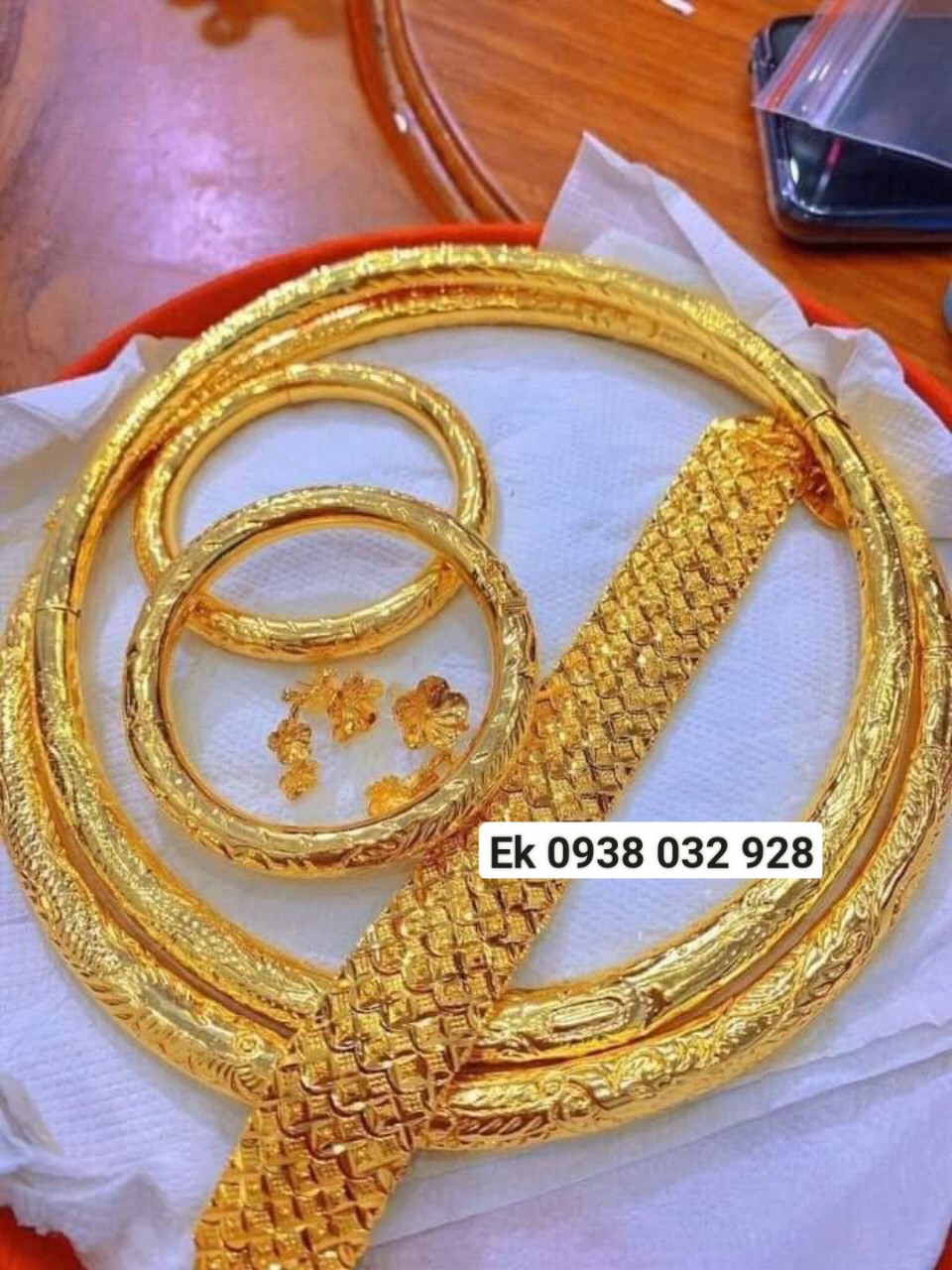 Combo bộ trang sức cưới 7 món mạ 24.k tặng kèm hộp nhung