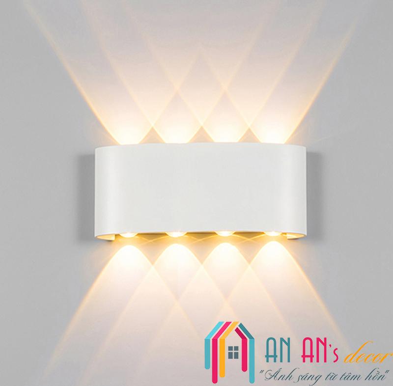 Đèn Led hắt tường treo tường gắn tường ngoài trời trong nhà 8 bóng Led 12W VNT624 AnAn Decor
