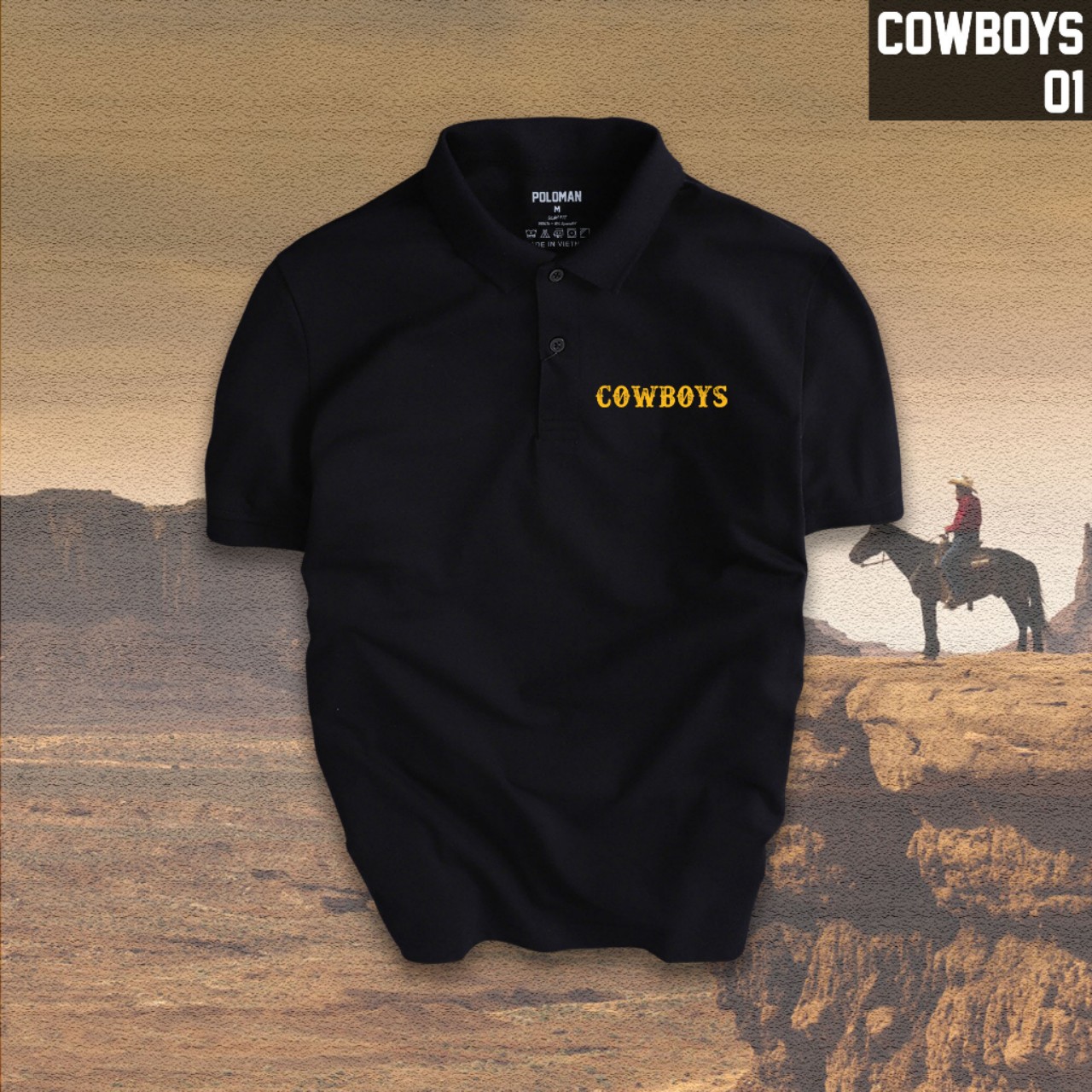 Áo thun cổ trụ cổ bâu COWBOYS(VẢI DA CÁ) - AOTHUNSN