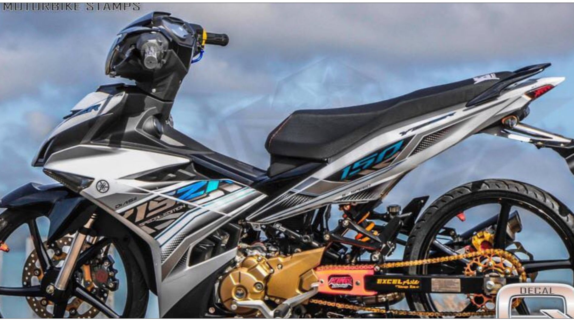 tem rời dán xe ex150 y15zr [đồng xanh] đen bạc