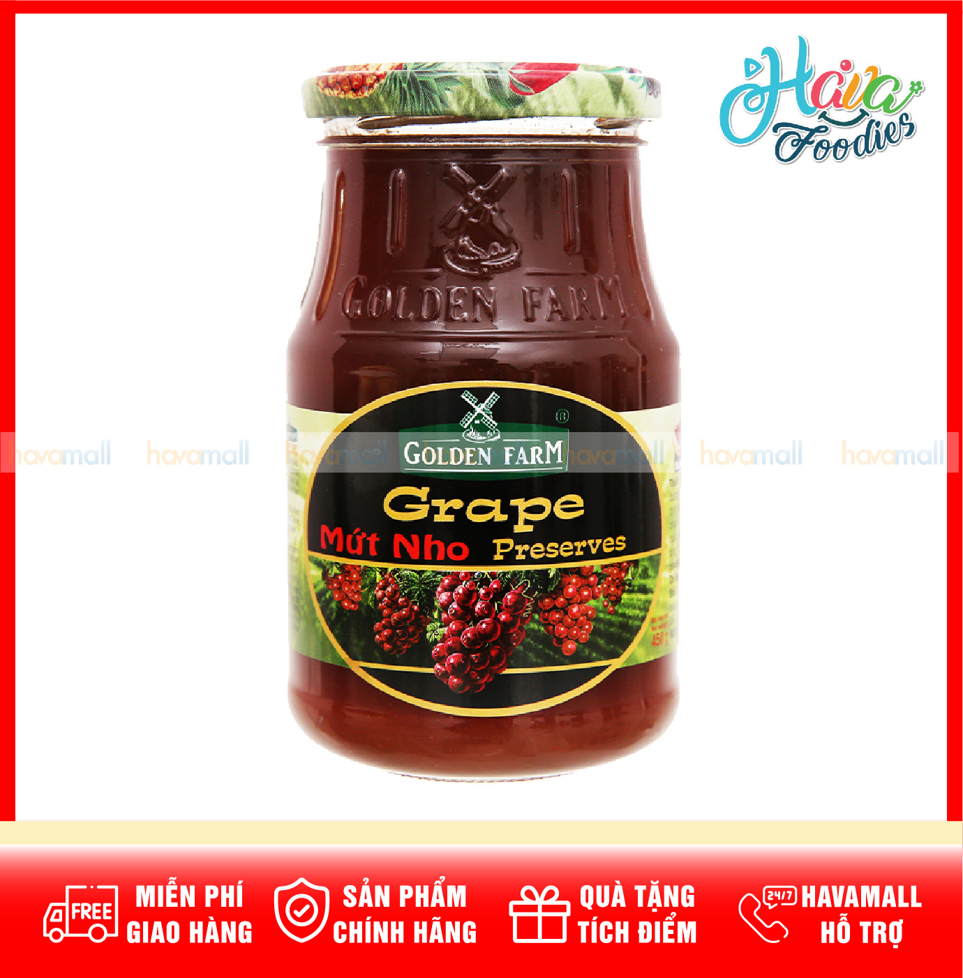 [HOÀN TIỀN MAX 10%][ HÀNG CÔNG TY] Mứt Nho Cao Cấp Golden Farm - Grape Jam
