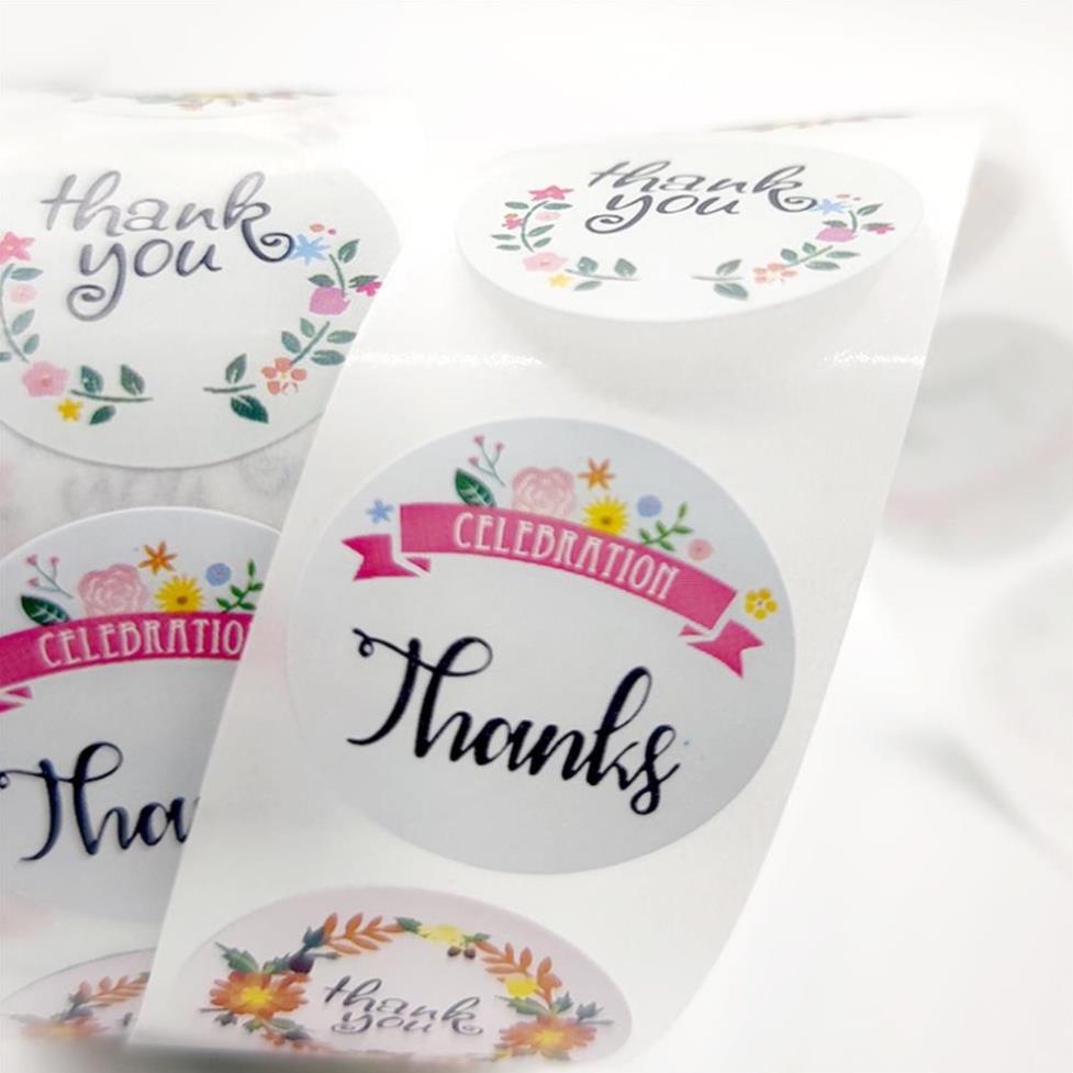 Cuộn 500 tem dán sticker in chữ thank you