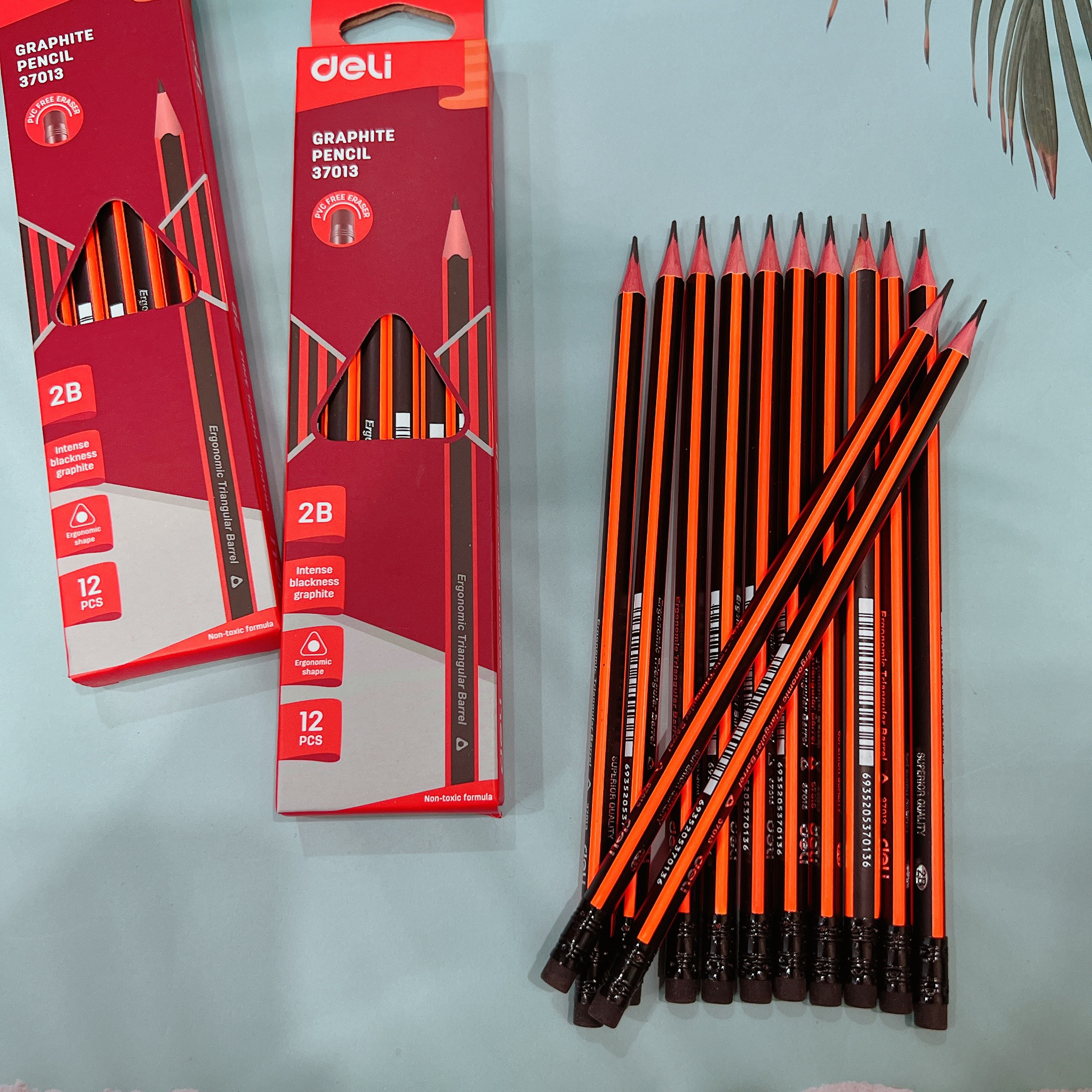 Viết chì 2B deli , nguyên hộp có gôm 37013, đồ dùng học tập cho bé