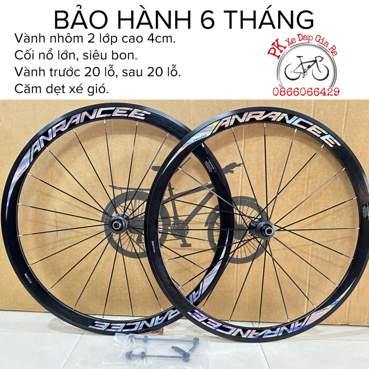 Vành bộ ANRANCEE xe đạp đua , Touring cao cấp, Vành xe đạp bánh 700c dùng líp thả, phanh bóp vành.
