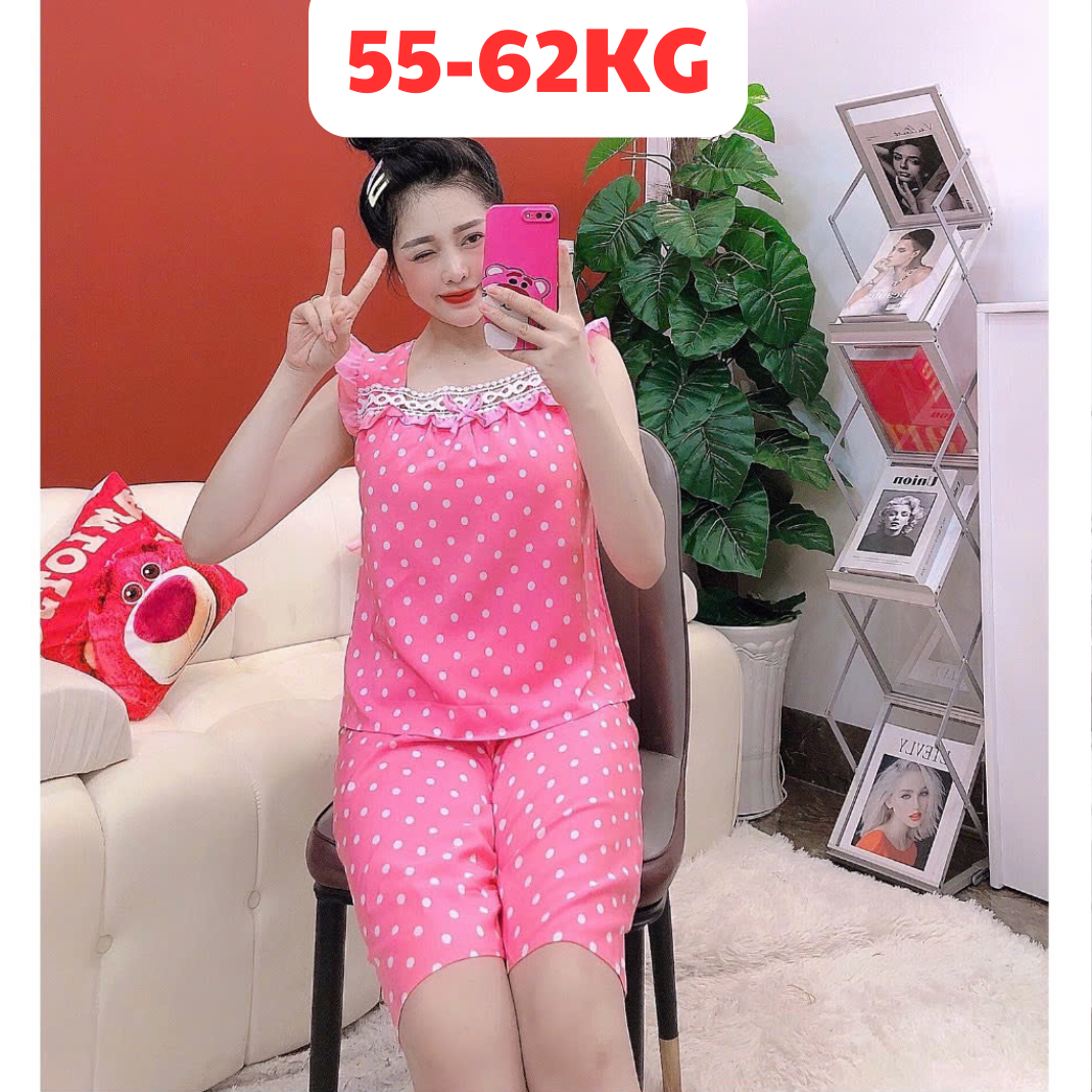 Bộ Lửng Chấm Bi Vải Lụa Hàn [Có 3 size M dưới 54 kg/ L: 55-62kg / XL 63-67 kg]- Đồ Bộ Lửng Nguyên Khánh Store