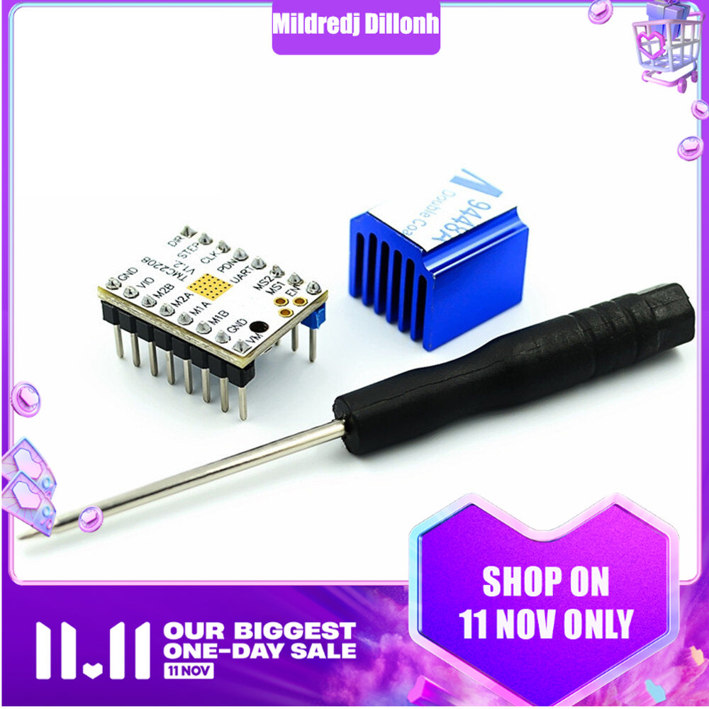 3d printer accessories tmc2208 v1.2 stepper motor driver with heatsink support step/dir interface and spi interface 256 subdivision peak current 2a