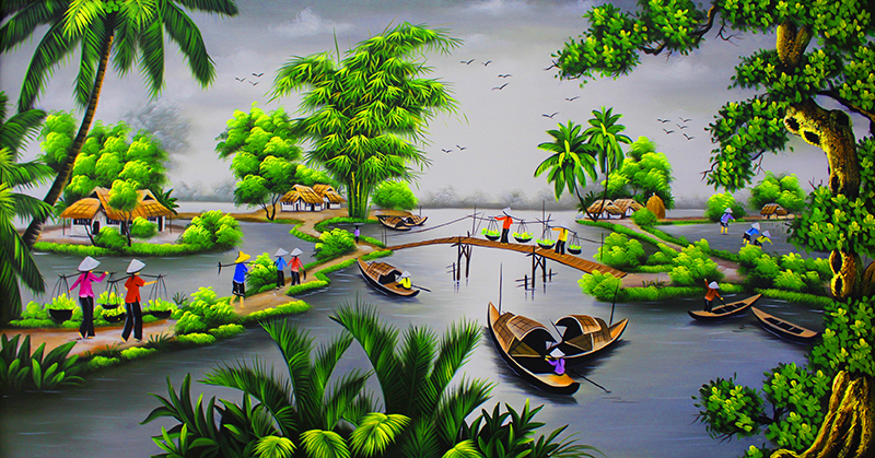 Tranh dán tường 3D đồng quê - nhiều mẫu tranh lựa chọn