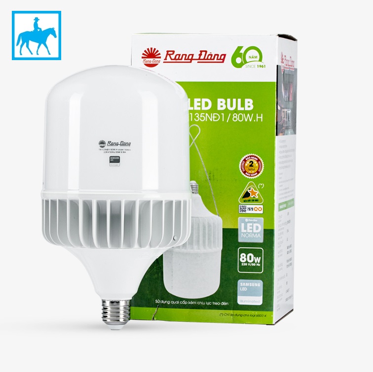 Bóng đèn Rạng Đông 80W LED Bulb trụ E27 Chip Led Samsung - Rạng Đông 80W LED Bulb trụ E27
