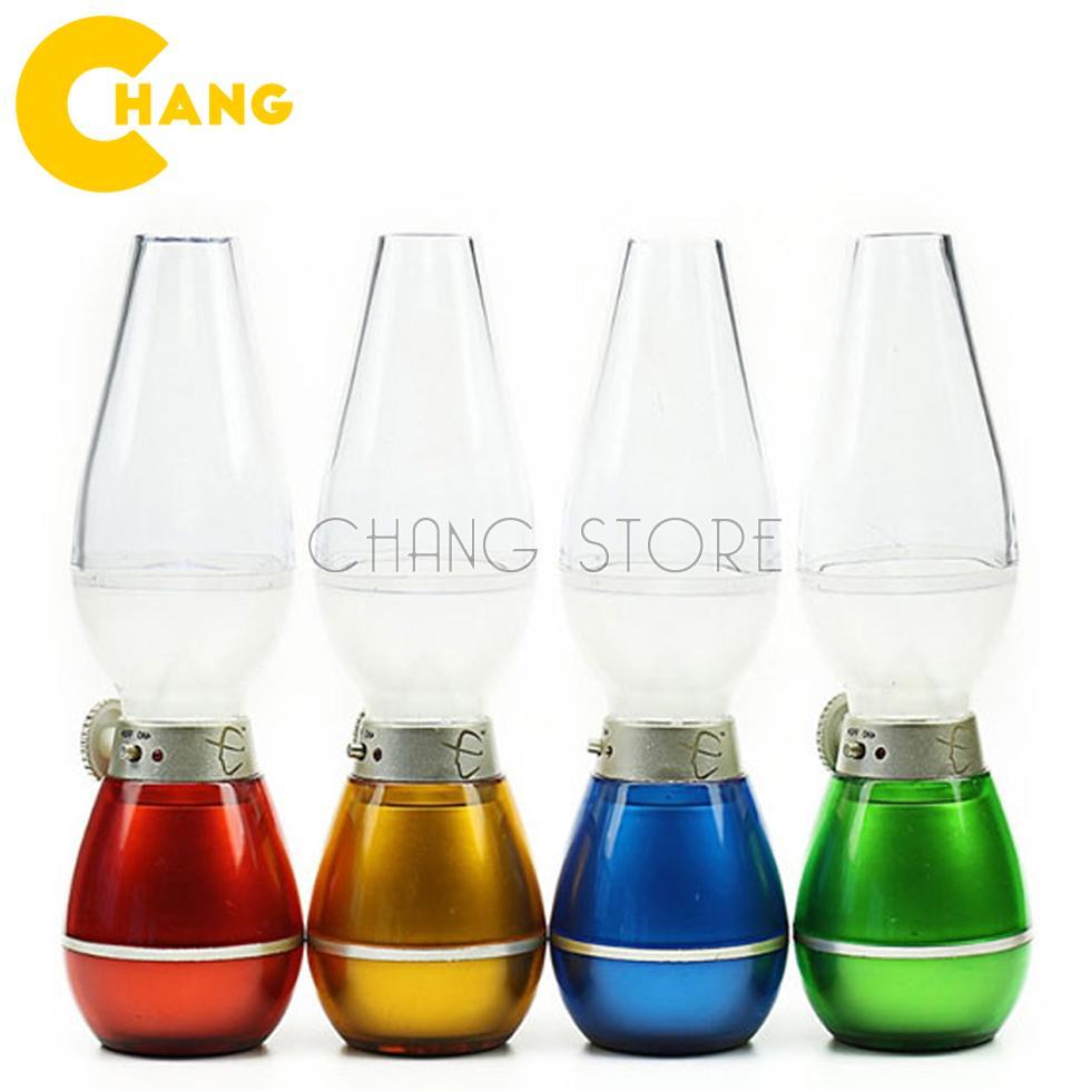 Đèn Dầu Cảm Ứng Điện Tử LED Thổi Bật/Tắt, Sử Dụng Pin Sạc