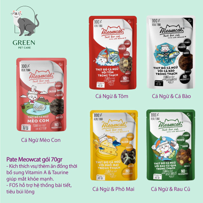 Pate Meowcat cho mèo đủ vị gói 70gr