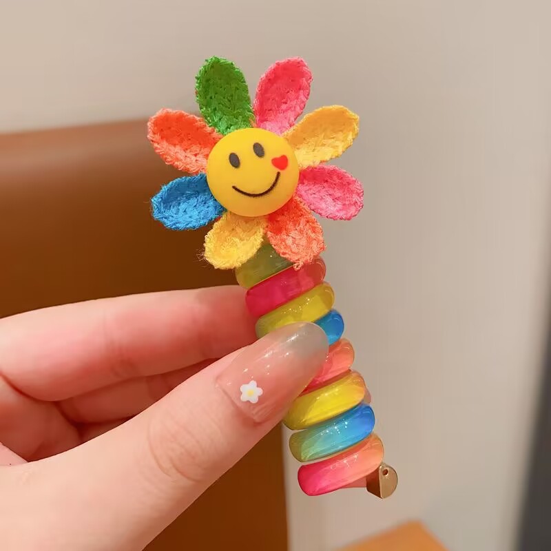 Set 2c kẹp tóc xoắn Rainbow cho bé gái siêu xinh xắn