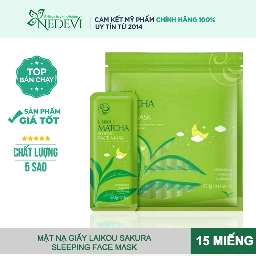 Mặt nạ ngủ Matcha Mud Mask Laikou dưỡng da mụn cấp ẩm thải độc trà xanh 72g