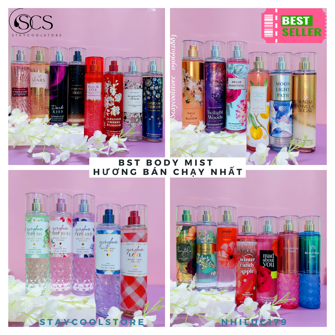 [Bill Mỹ- Đủ Mùi Hot]- Xịt thơm body mist Bath & Body Works 236ml
