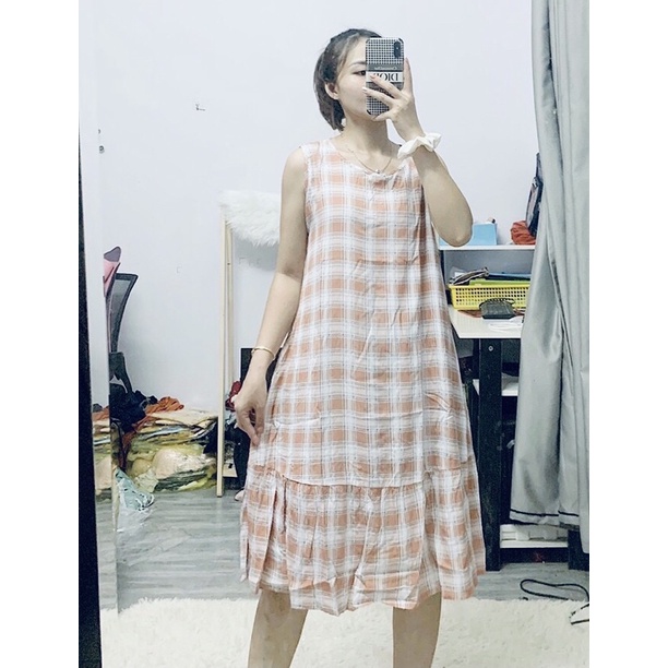 Váy lanh bầu dáng suông, mặc nhà Mùa HÈ