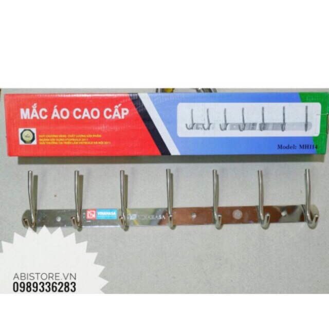 Mắc áo inox vinahasa cao cấp 7 móc, mắc áo đơn, đôi hàng dày bóng đẹp