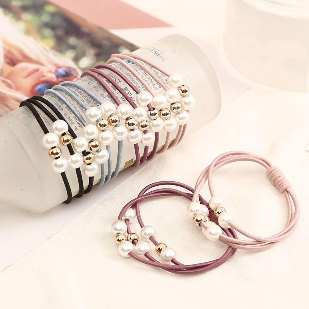 COMBO 05 CỘT TÓC MIX NGỌC 3 VÒNG SẮC MÀU