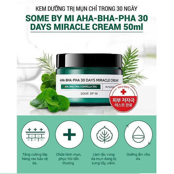 Combo 2 sản phẩm giảm mụn Some By Mi AHA-BHA-PHA 30 Days Miracle (Serum 50ml + Kem 50ml)