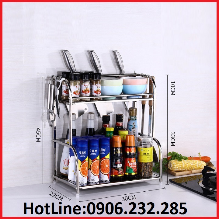Kệ gia vị inox 2 tầng 30x22x45