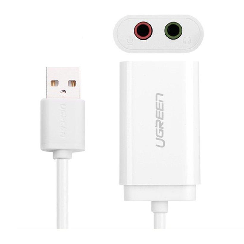 Cáp chuyển USB ra Sound UGREEN 30143 (jack 3.5mm Headphone và Microphone) Chính Hãng