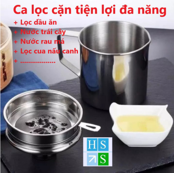 Ca lọc dầu ăn dùng thừa, lọc cua và tạp chất, chất liệu inox - múc nước