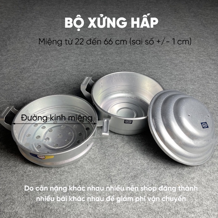 Bộ Nồi Xửng Hấp Xôi Nhôm (Size 22-24-26-28-30-32)