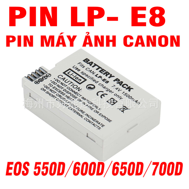 Pin máy ảnh canon lp-e8 for series 550d 600d 650d 700d x4 x5 dung lượng cao 1500mah