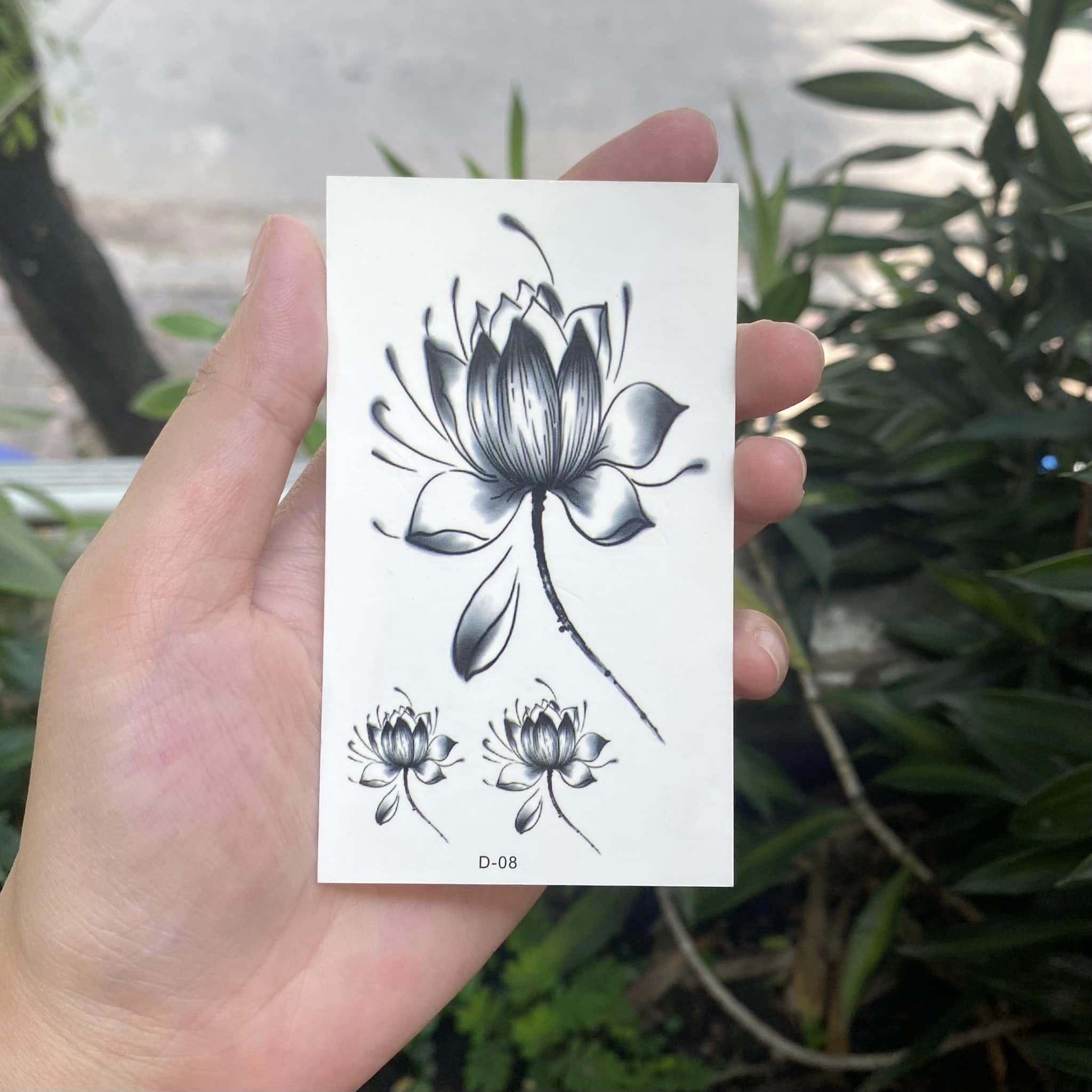 Hình dán tatoo hoa sen, xăm bosstatoo lên hình ngay,không chống nước, đọc kỹ mô tả