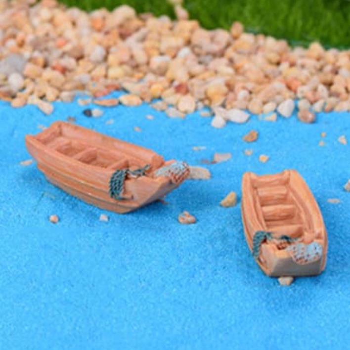 Phụ kiện xuồng gỗ (2 cái) trang trí tiểu cảnh