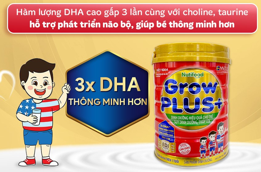 Sữa bột Nutifood GrowPLUS+ đỏ hương vani 900g (từ 1 tuổi)