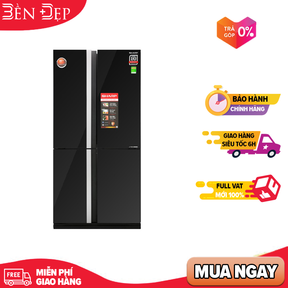 [TRẢ GÓP 0%] Tủ lạnh 4 cửa Sharp Inverter 626 lít SJ-FX688VG-BK (Giá áp dụng giao tại HN, HCM& các tỉnh liên hệ shop)