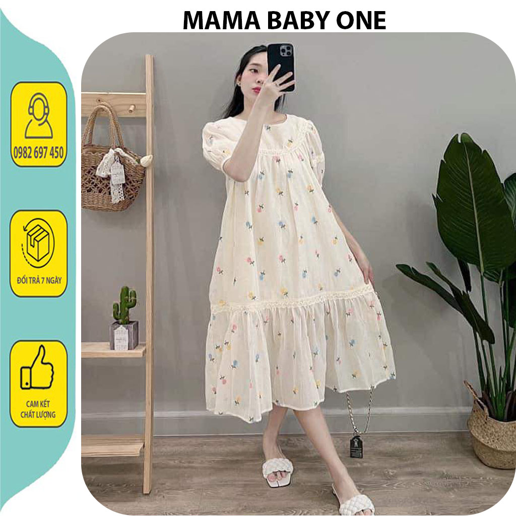 Váy bầu công sở đẹp, sanh chảnh-đầm bầu mùa hè babydoll bigsize xuông dài dáng tiểu thư, váy giá rẻ