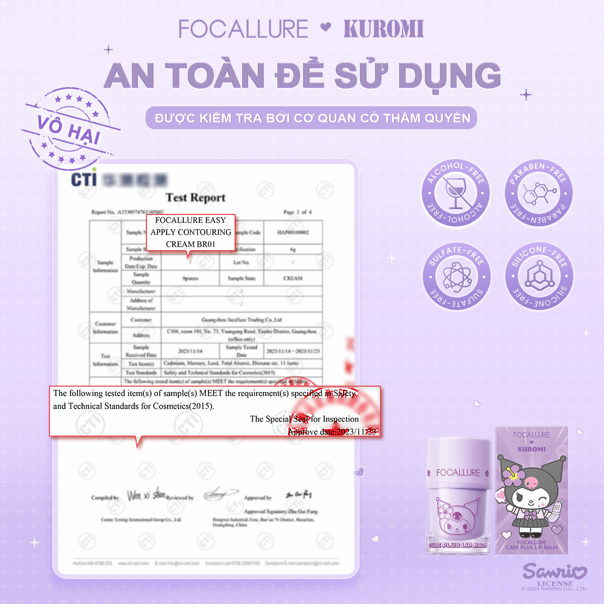 [FOCALLURE x Sanrio] Son Thạch Dưỡng Môi Căng Bóng 4.5g