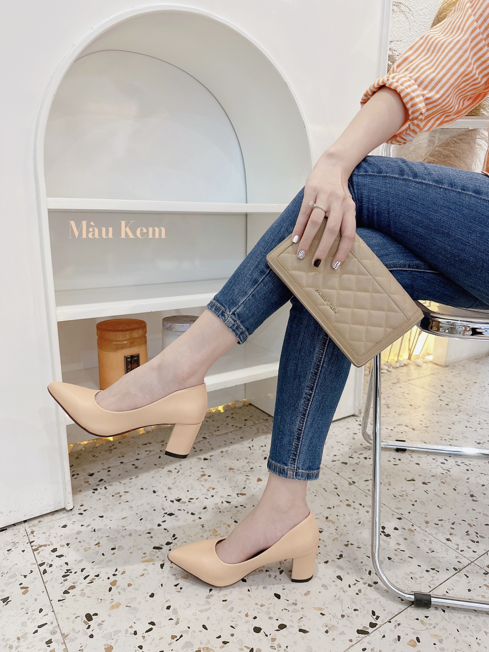 Giày cao gót nữ gót 5p ( chọn tăng 1 sz để êm ái hơn )
