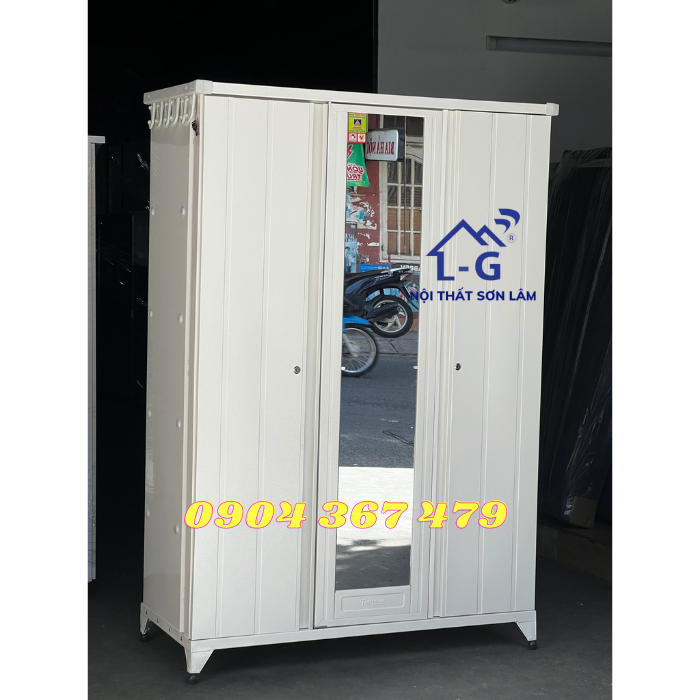 Tủ sắt Trung Hưng màu kem cao cấp tháo lắp được - tủ quần áo sắt tĩnh điện cao cấp 1m8 x 1m24 TKT128 TB