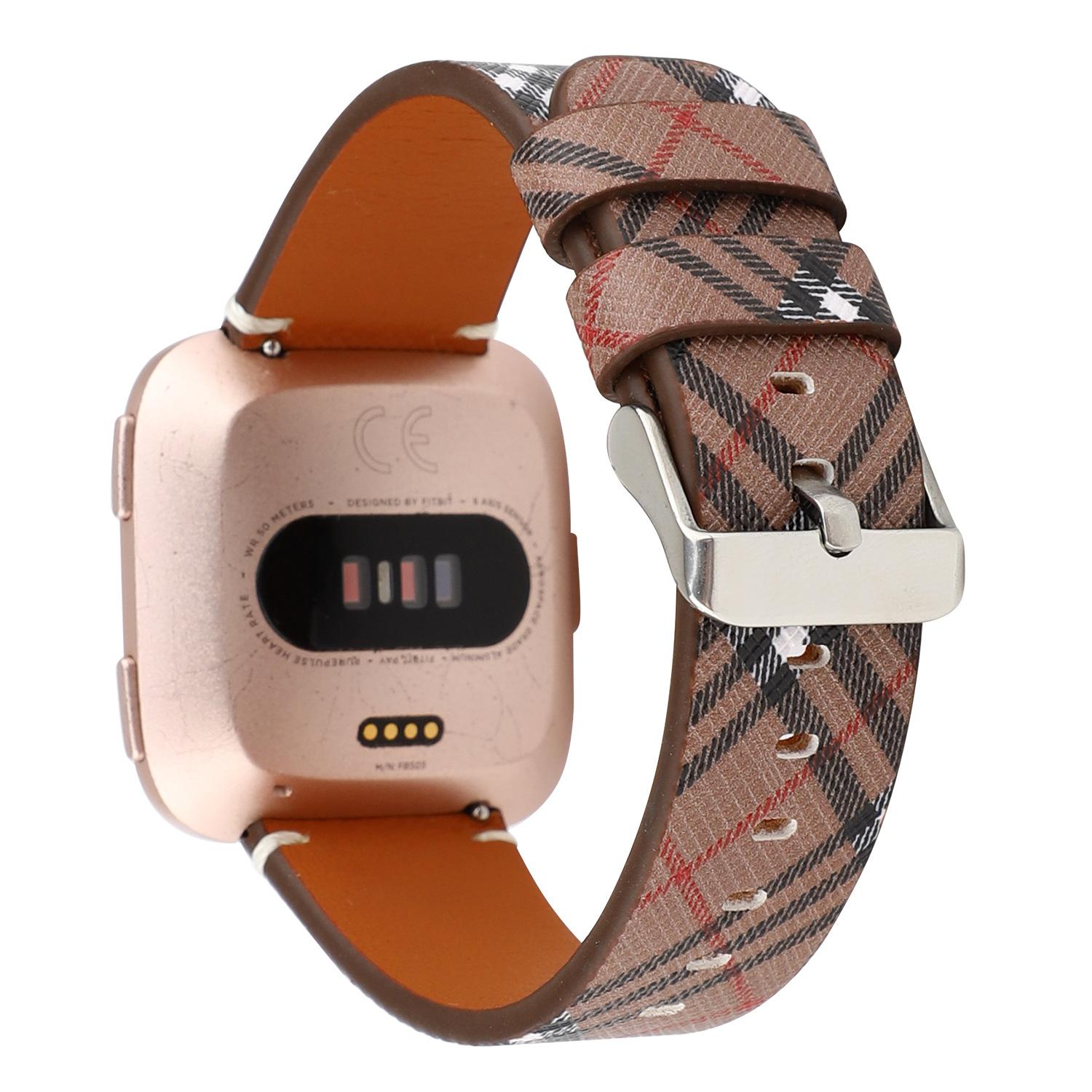 Dây Da Luxury Kẻ Sọc Caro Dành Cho Fitbit Versa