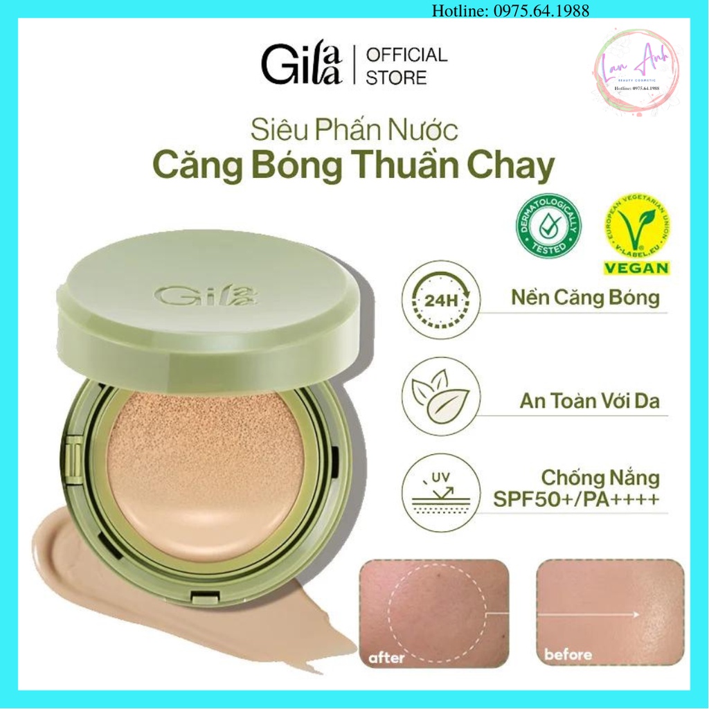 Phấn Nước Che Phủ Gilaa Vegan Super Cover Cushion Spf50+/Pa+++