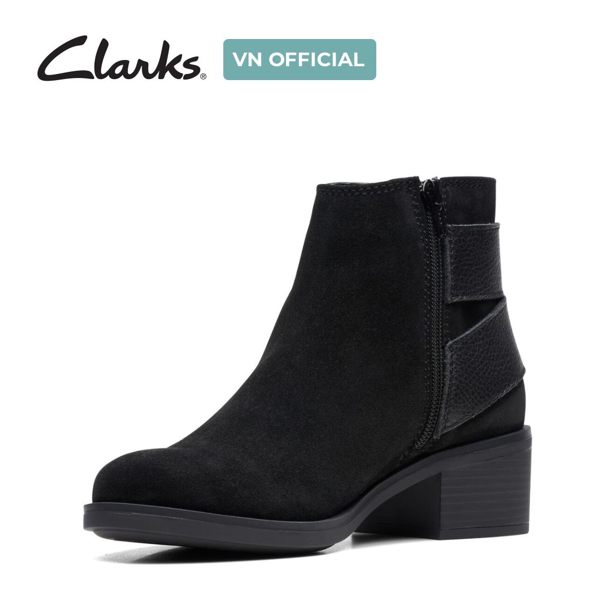 Giày Bốt Cao Gót Da Lộn Nữ Clarks - Memi Buckle