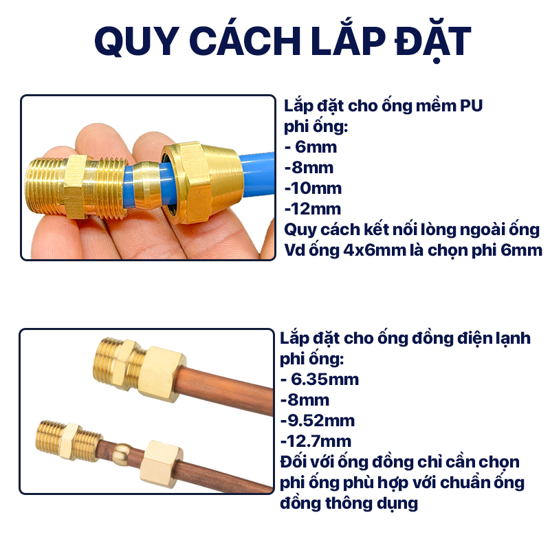 Hạt Bắp Đồng Lắp Ống Phi 6 8 10 12mm - COMBO 10 HẠT/ TÚI