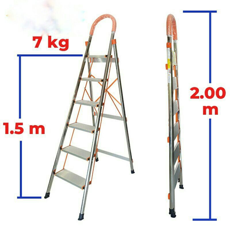 Thang gấp gọn inox 3-4-5-6 bậc khung chữ a
