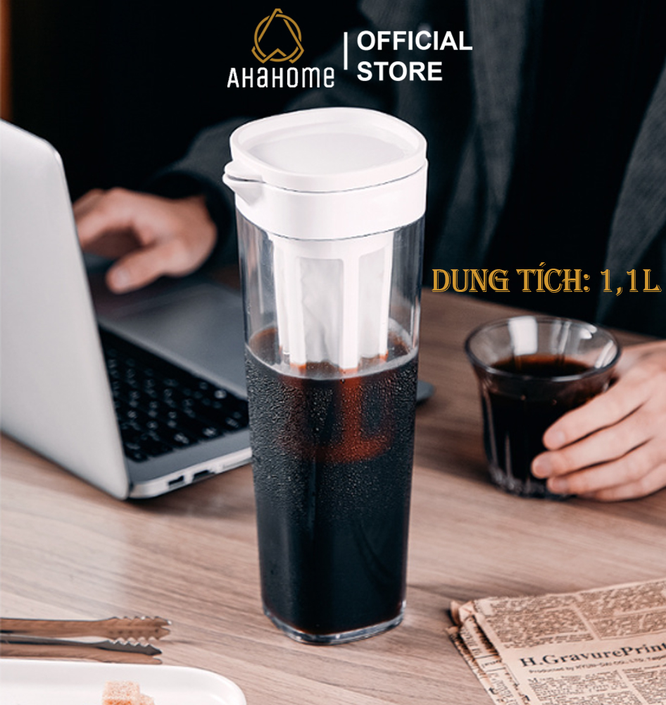Bình pha cafe COLD BREW (cà phê ủ lạnh) nhựa nguyên sinh ABS 1.1L AHAHOME