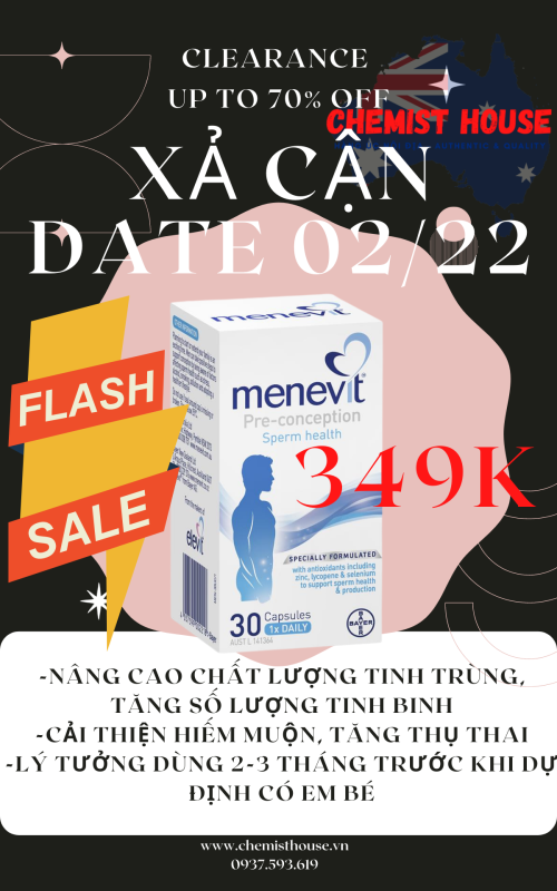 [HCM][Hàng Chuẩn ÚC] Menevit - Viên uống hỗ trợ sinh sản nam giới