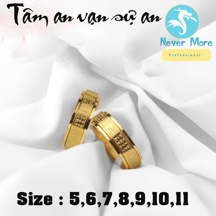 Nhẫn cặp đôi titan bát nhã tâm kinh bản nhỏ 6mm (nhẫn xoay) - Đeo tay vạn sự may - tặng hộp đựng nhẫn cực xinh