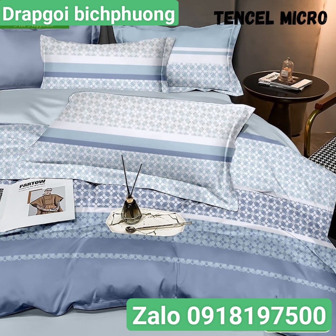 [HCM]Bộ drap  mền tencel hàn quốc 5 món ( 1 drap + 1 chăn chần bông + 3 áo gối) đủ size