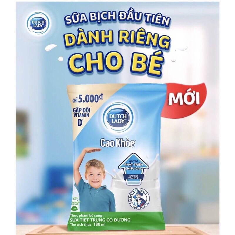 Thùng 24 bịch sữa nước Dutch Lady cao khỏe 180ml