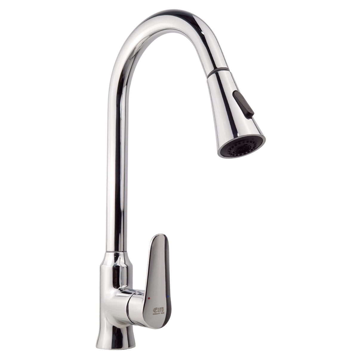 (Có Video) Vòi rửa chén nóng lạnh dây kéo Đồng mạ Chrome Eurolife EL-KM05 (Trắng bạc)