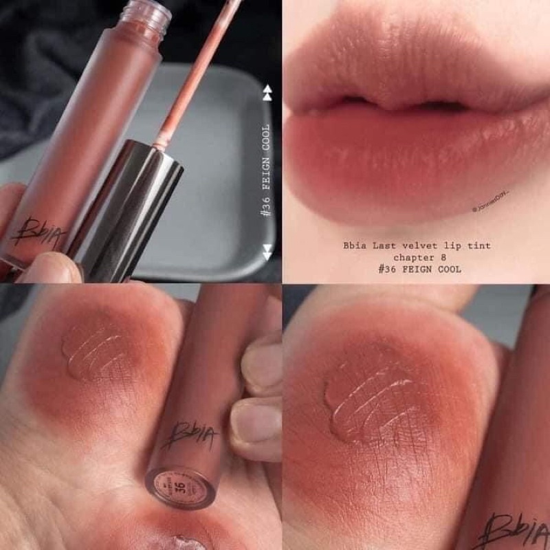 Son kem lì bbia màu 36 feign cool - hồng nâu, son bbia velvet lip tint hàn quốc