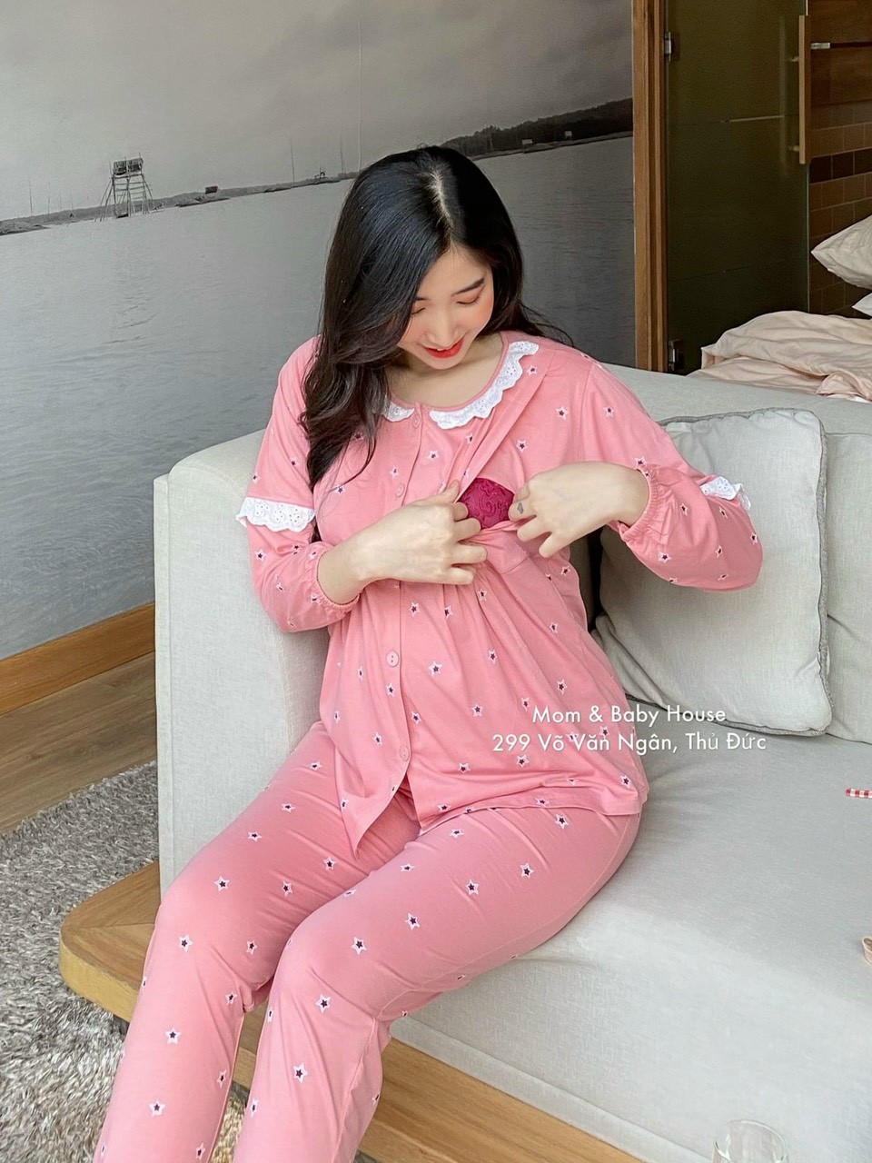 bộ đồ bầu kết hợp sau sinh chất mát